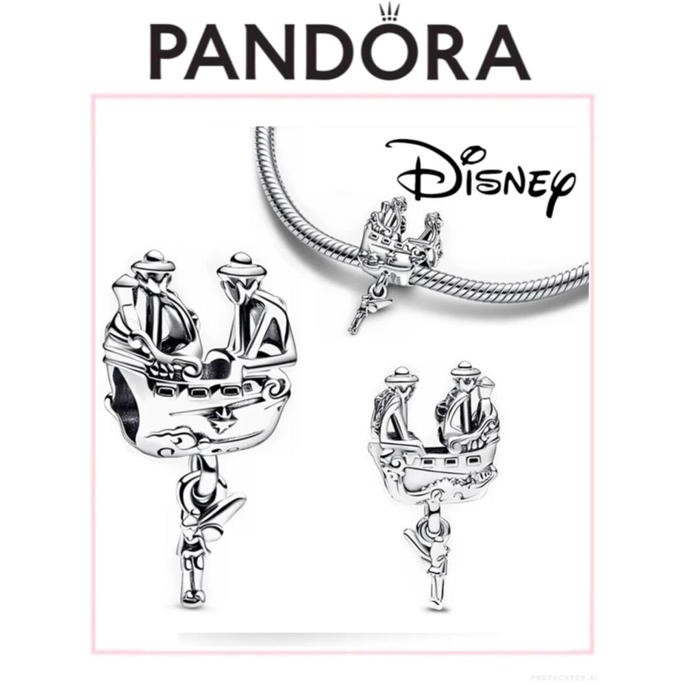 NWOT Pandora x Disney Tinkerbell Hooks ship sterling silver charm 792521C00